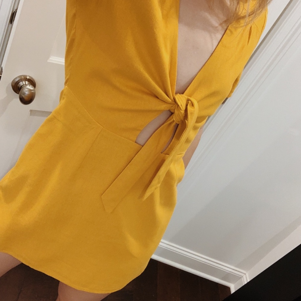 socialite yellow tie front dress